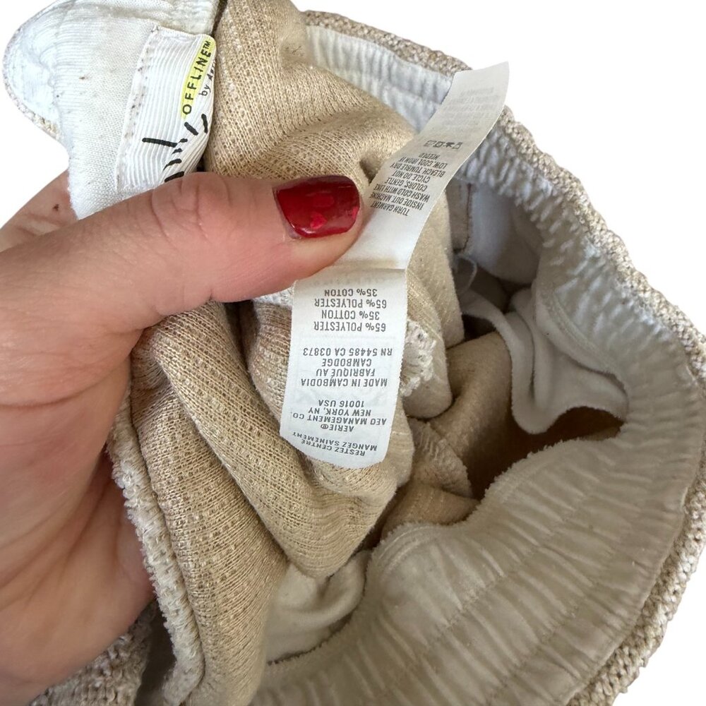 Offline by Aerie Marbled Cream Snowday Wide Leg Pants Size Medium - Picture 8 of 8